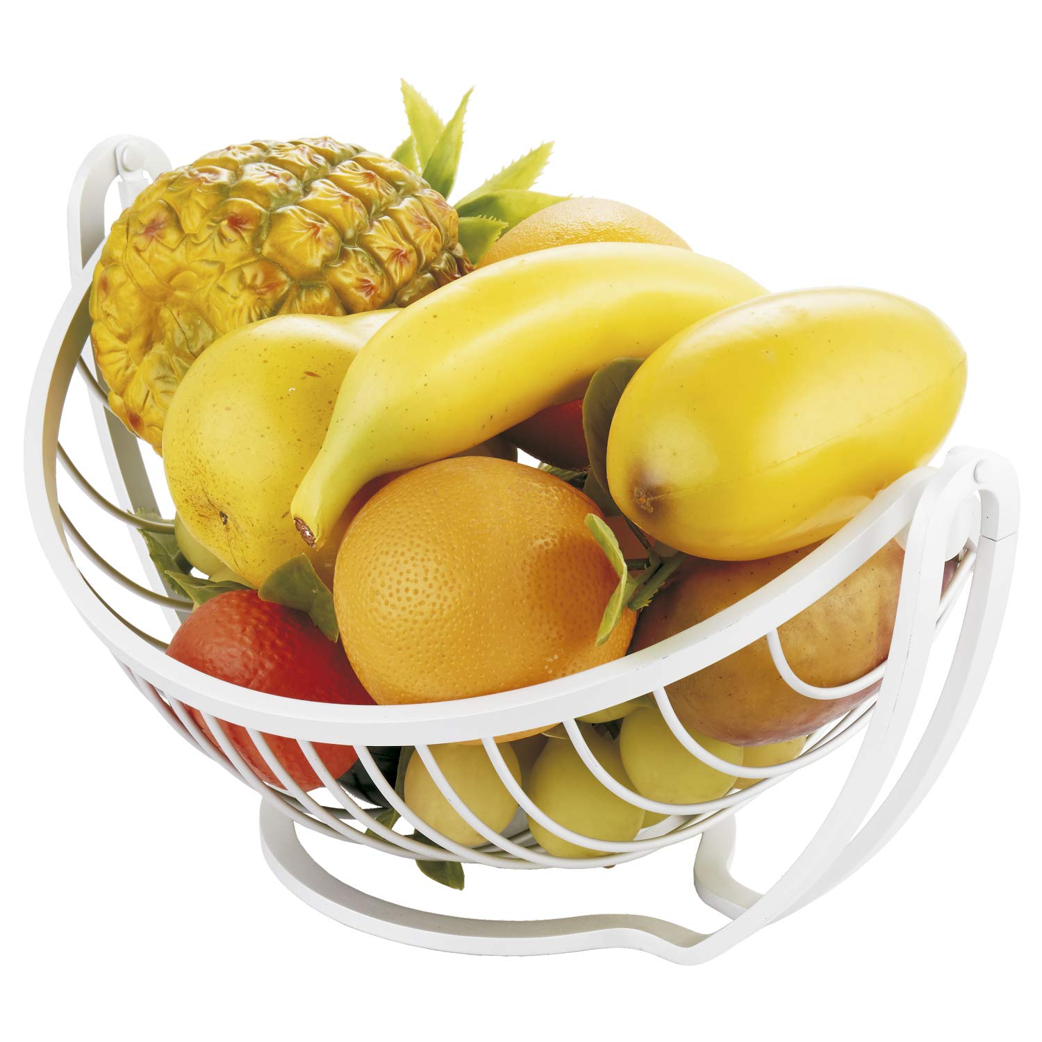 DRW Corbeille à fruits en aluminium blanc 32 x 25 x 17 cm