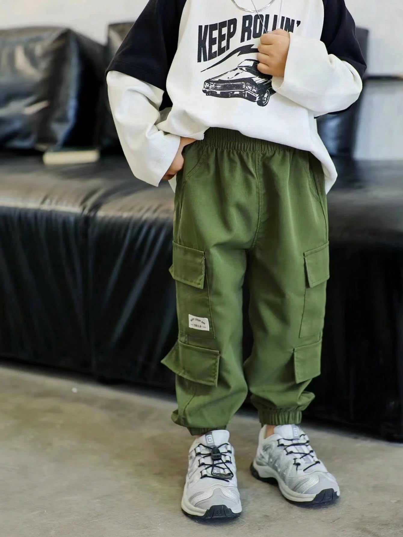TAGAS Cargohose für Jungen und Jungen, Seitentasche, Cargohose, normale schmale Cargohose für Kinder, entspannte Hose, Hose für Jungen, lockere bequeme Cargohose, Jungen-Jogger