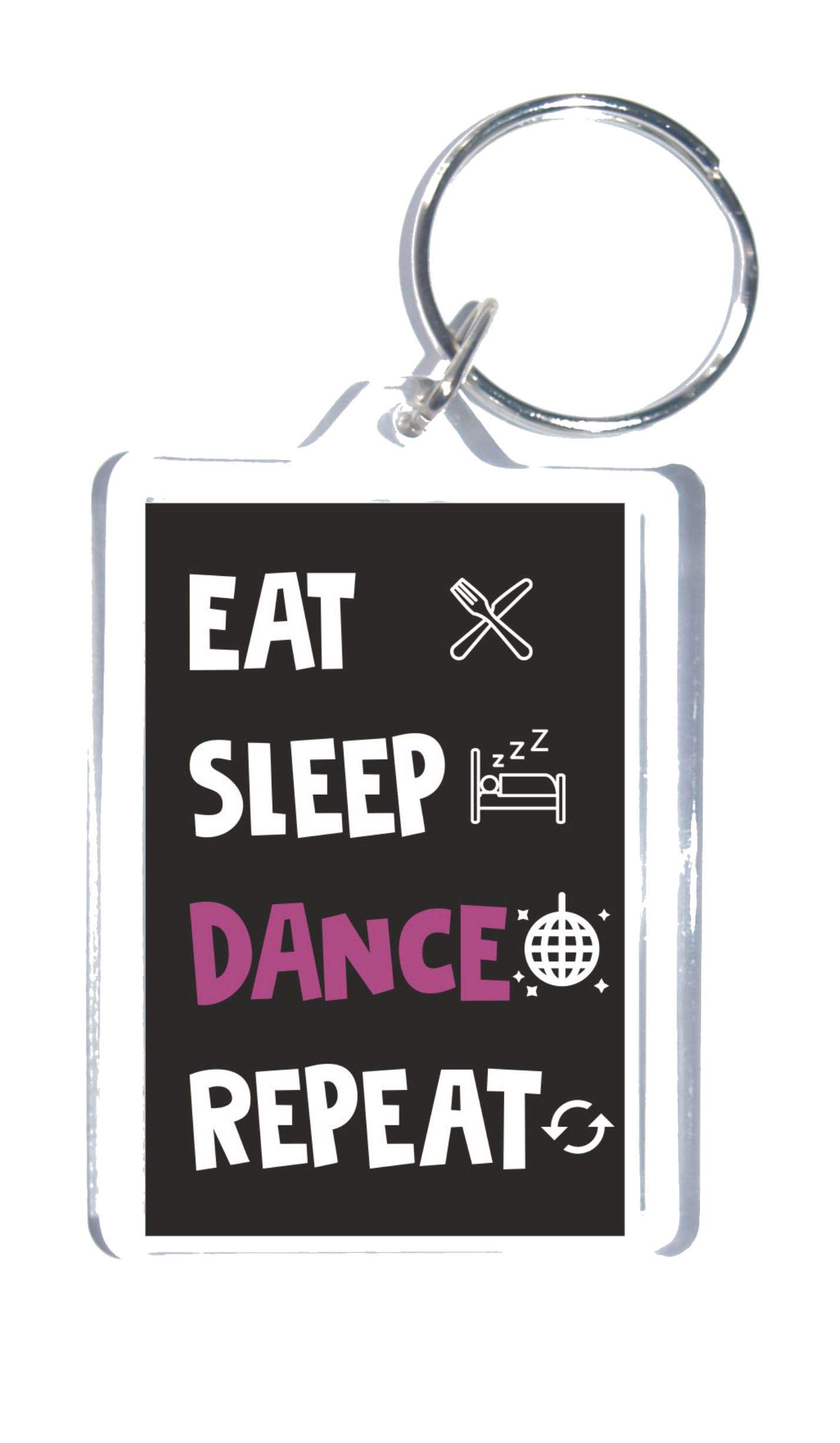 Clare''S Cosmetics Black Dancing Keyring - Eat Sleep Dance Repeat - Novelty Dance Keyring – Fun Gift – Great Gift Or Present