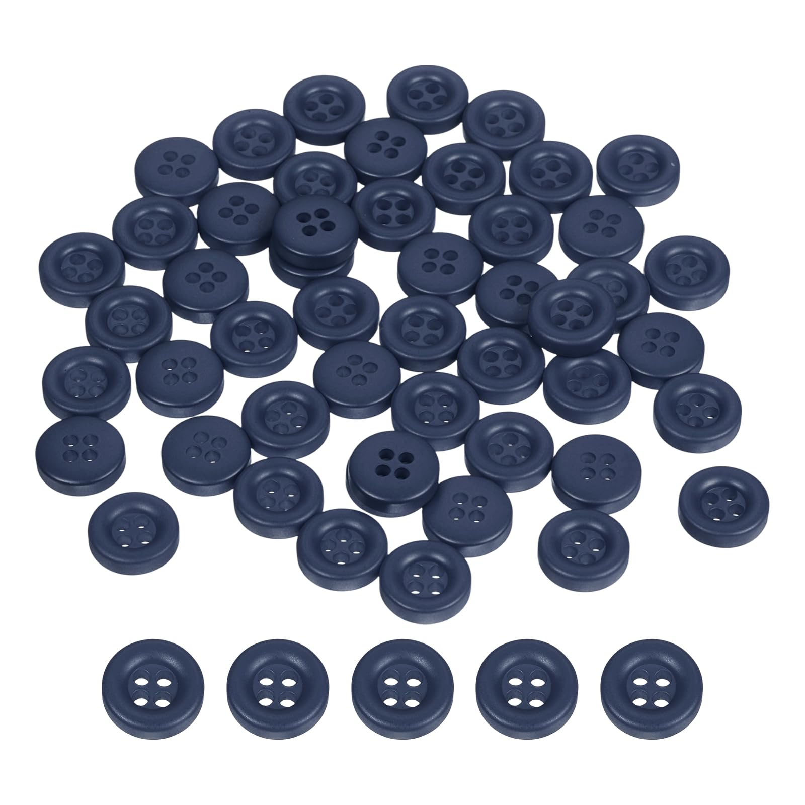 sourcing map 50pcs Sewing Button 11mm (15/32 Inch) 4 Holes Resin Thickened Round Crafting Replacement Buttons for Clothing DIY Crafts Decoration, Dark Blue