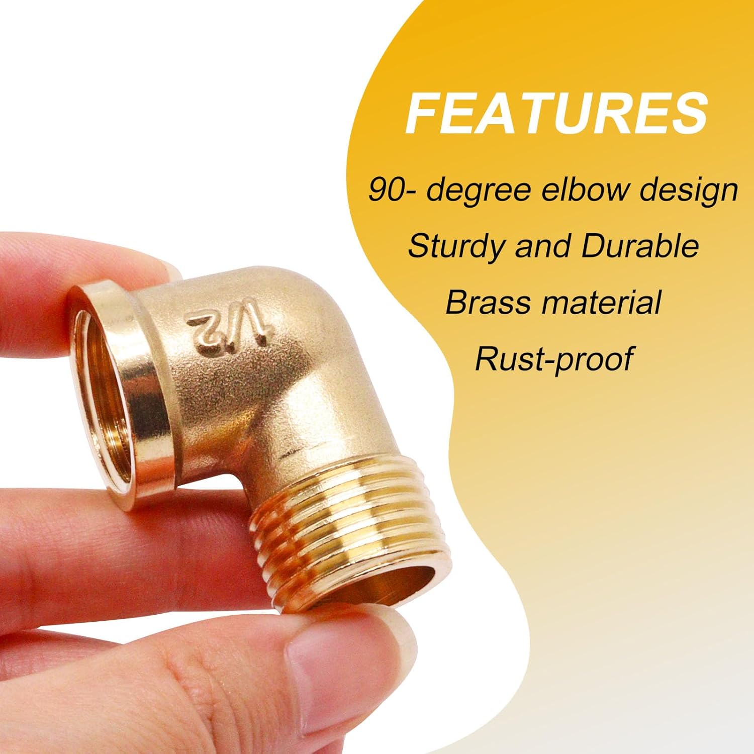 4pcs Brass Pipe Fitting 90 Degree Elbow 1/2" NPT (Male to Male) and (Male to Female) Pipe Fittings Kits
