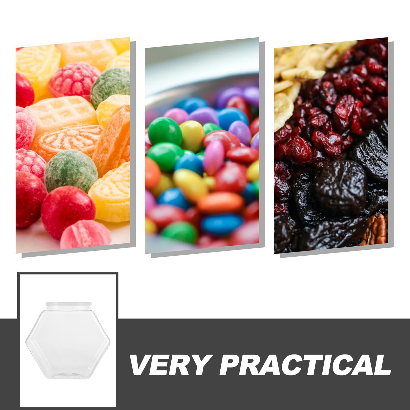 2 pezzi Barattoli Esagonali Trasparenti in Plastica Coperchio Twist Contenitori per Zucchero Biscotti e Snack Resistenti e Facili da Pulire per Uso Domestico
