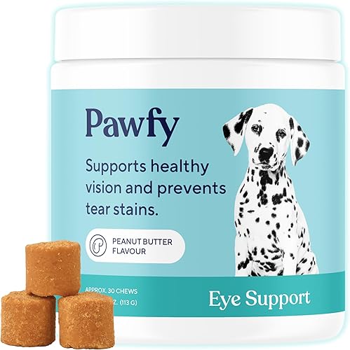 Pawfy Masticables suaves para los ojos, evita las manchas de lágrimas, ayuda a la vista, salud general de los ojos, con luteína, aceite de krill y