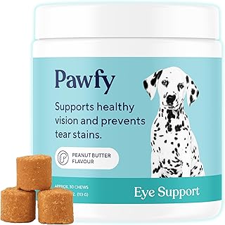 Pawfy Eye Support Soft Chews | Prevent Tear Stains | Support Eyesight | Overall Eye Health | with Luthein, Krill Oil & Astaxanthin