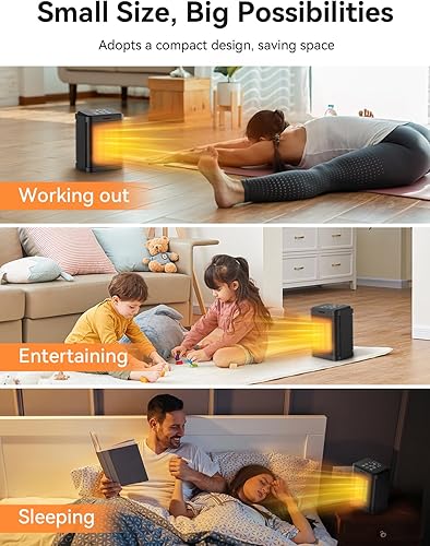 Miniatura 3 de Calentador de espacio, calentador de espacio de cerámica PTC de 1500 W con 4 modos, temporizador de 24 horas, termostato, calefacción silenciosa de