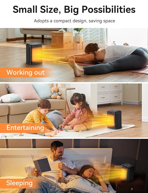 Space Heater, 1500W PTC Ceramic Space Heater with 4 Modes, 24H Timer, Thermostat, Safety Quiet Heating, Multiple Protection, Portable Electric Space Heater for Office Home Desk Indoor Use by Pereysi - Image 3