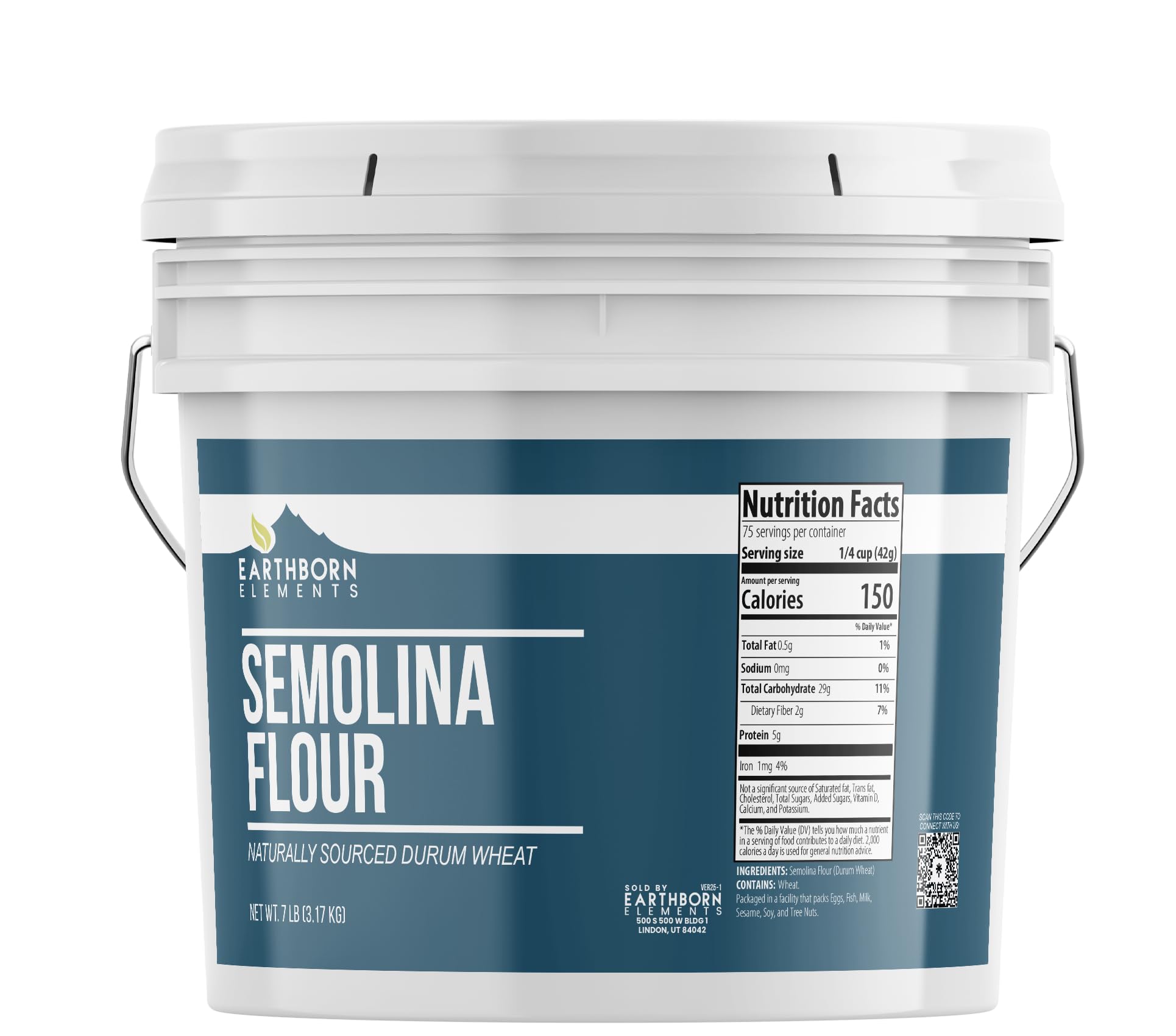 Earthborn Elements Semolina Flour (1 Gallon) For Making Pasta & Couscous, Pizza & Bread Dough