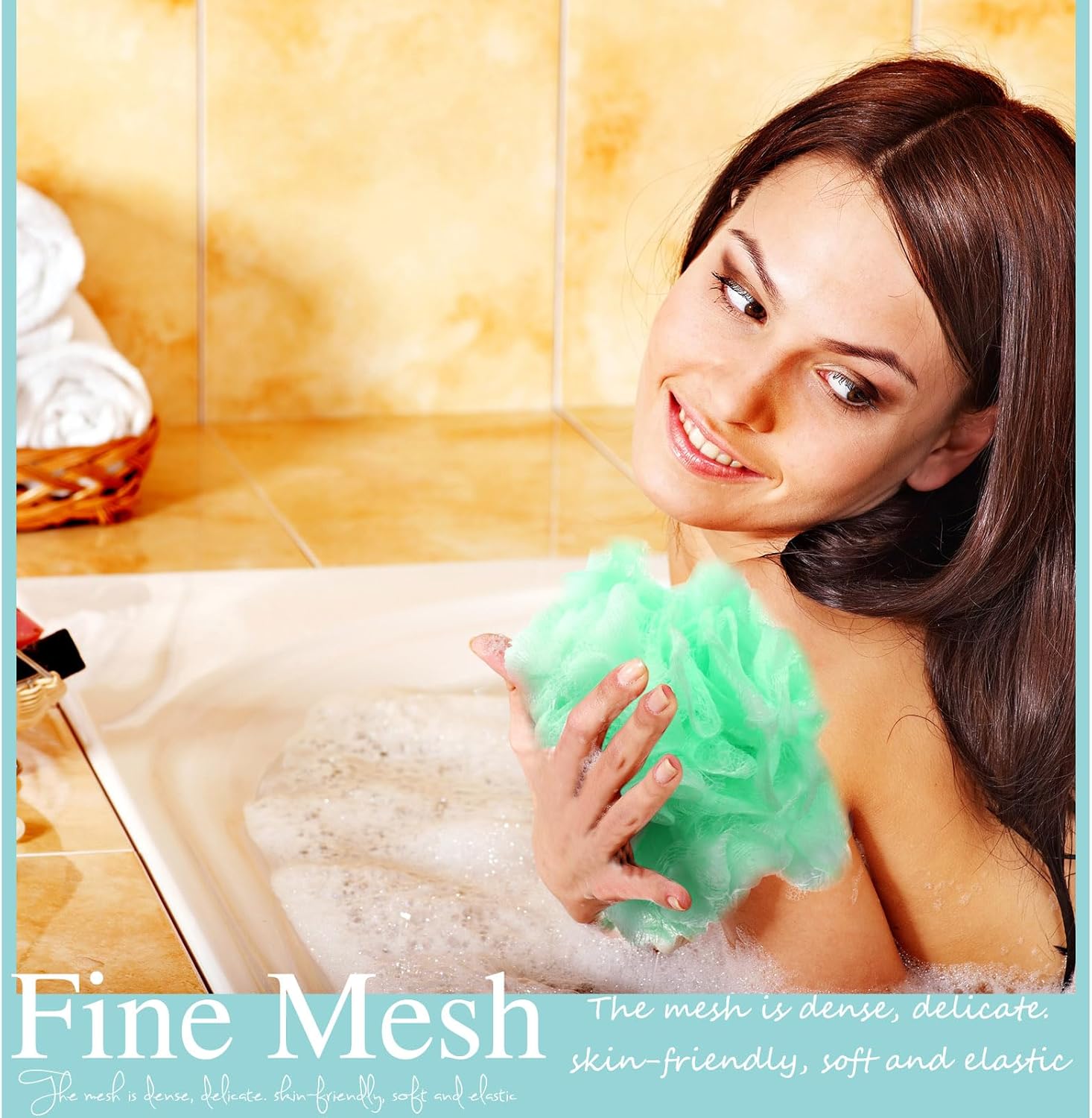 Nitial 50 Pcs Large Bath Shower Loofah Sponge Bulk 60g Exfoliating Bath Sponge Soft Shower Scrunchies Colorful Bath Loofahs for Men Women Shower(Fresh Color)