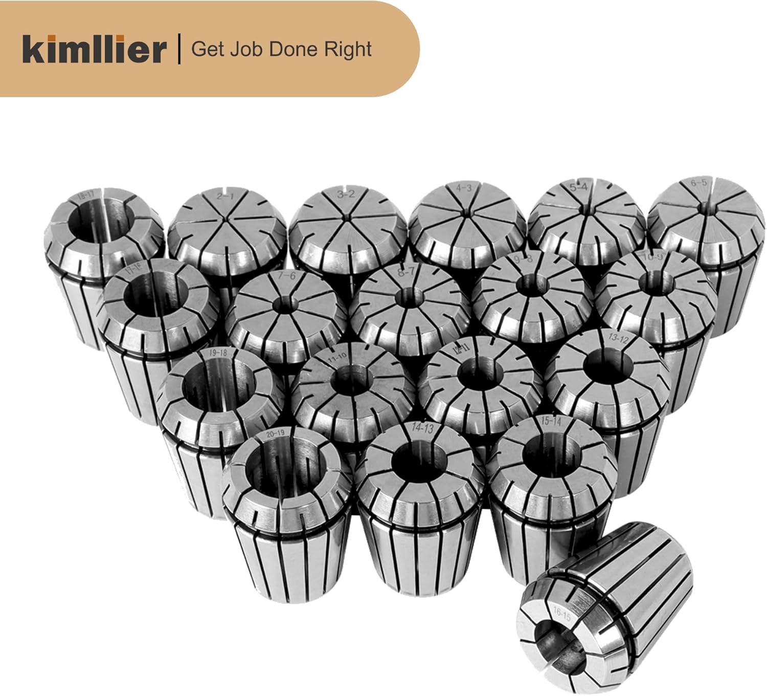 kimllier 19PCS ER32 Collet Set 2-20MM Spring Collet Set Fit for CNC Milling Lathe Tool
