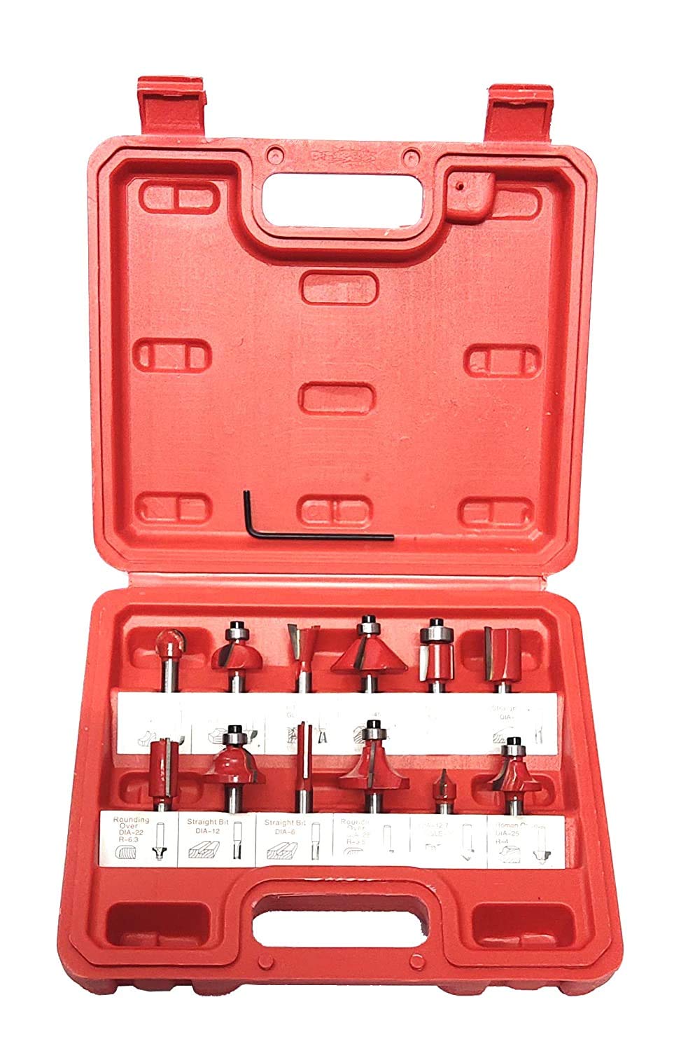 ISC 12 Pcs Multi Shapes Router/Trimmer Bits Set Combo with Plastic Box Specially Designed for Wood Working (8 MM)