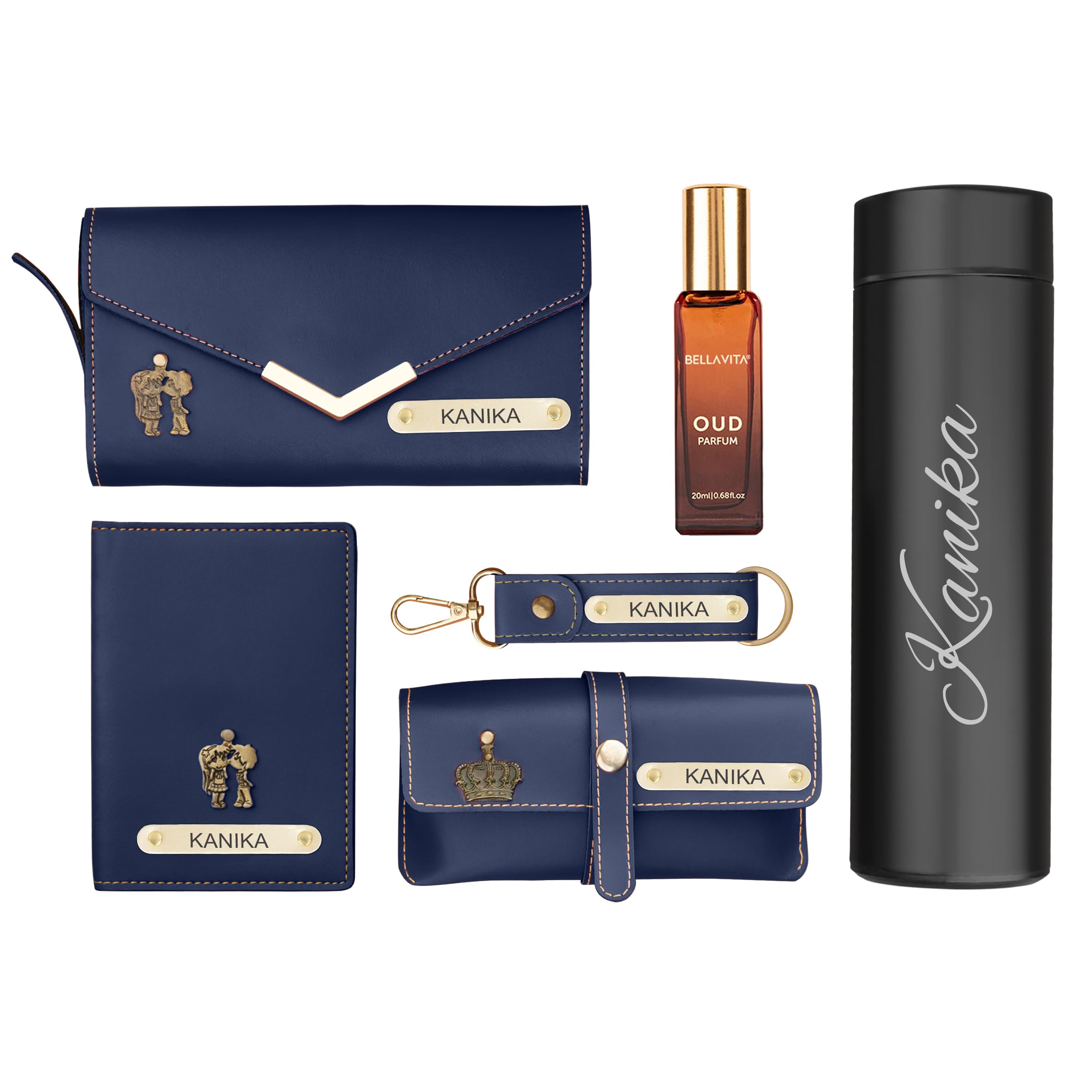 Travel Love Personalized Clutch Passport Cover Specs Case Keychain Bottle & Perfume Gift Hamper For Her-image-34