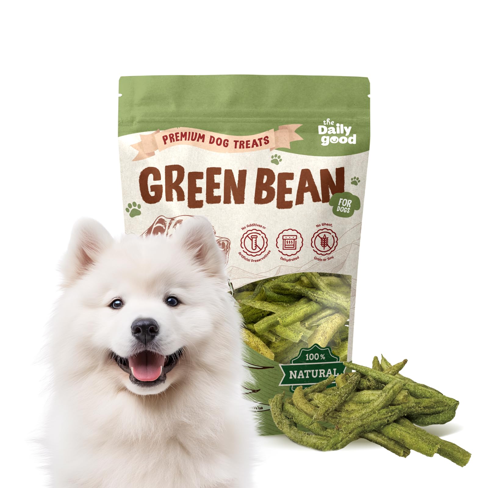Dehydrated Green Bean Dog Treats, Crispy Sticks, 1.5 oz