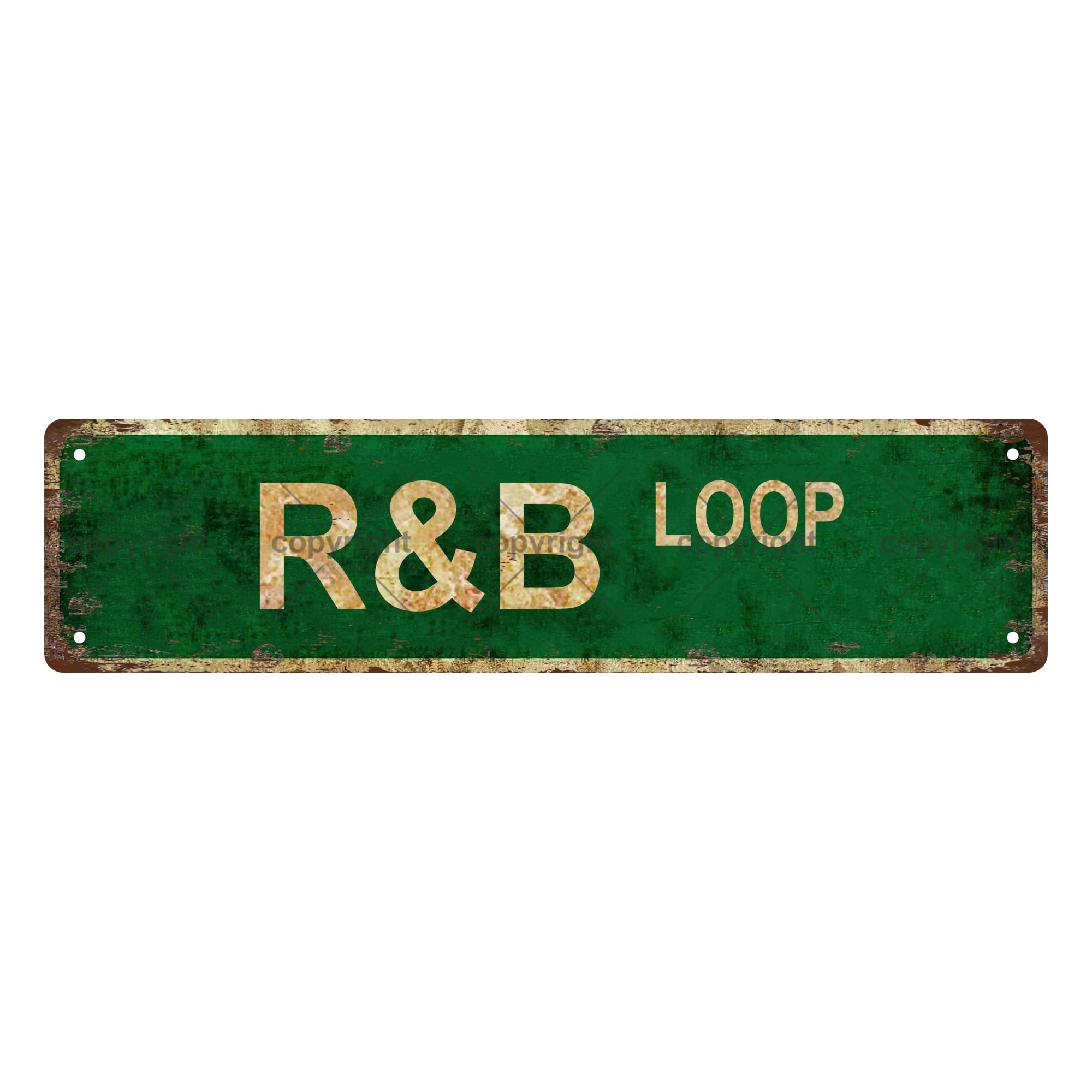 R&B LOOP Vintage Metal Tin Sign, Street Sign, Home Decor, Room Decor, Wall Decor, Bathroom Decor, Bar Decor, Cafe Decor, Garage Decor, 16 x 4 Inch