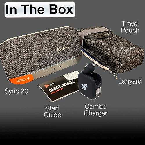 Miniatura 2 de Global Teck Worldwide Paquete GTW con altavoz Poly SYNC 20 USB-A con cargador - para transmisión de voz/video, aprendizaje a distancia, trabajo