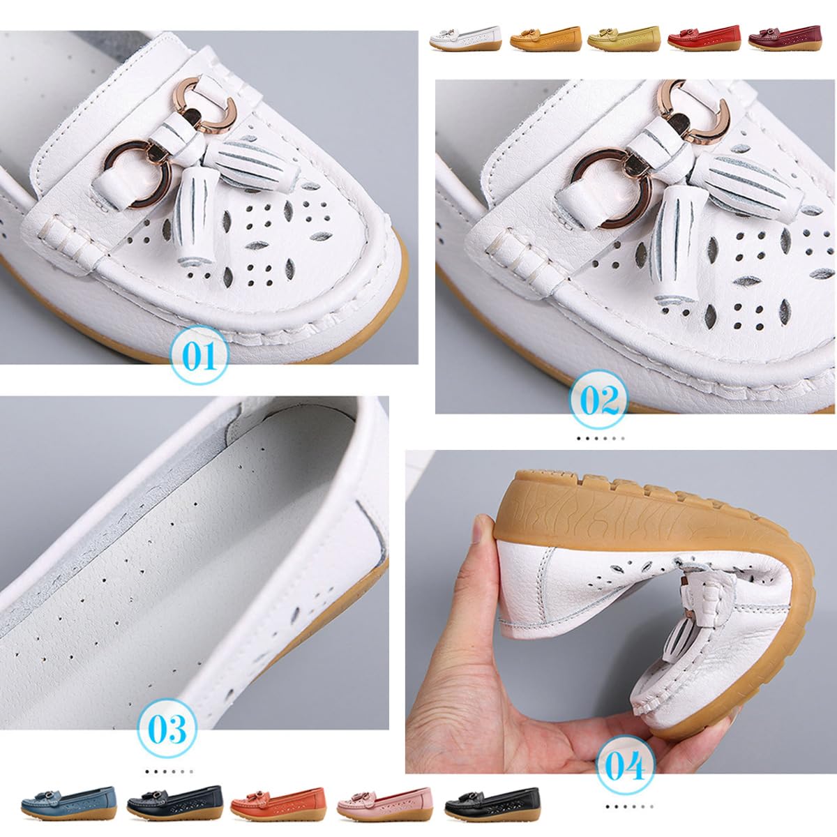 Mocassins orthopédiques pour femme en cuir respirant, mocassins d'été à enfiler confortables pour le travail, la marche