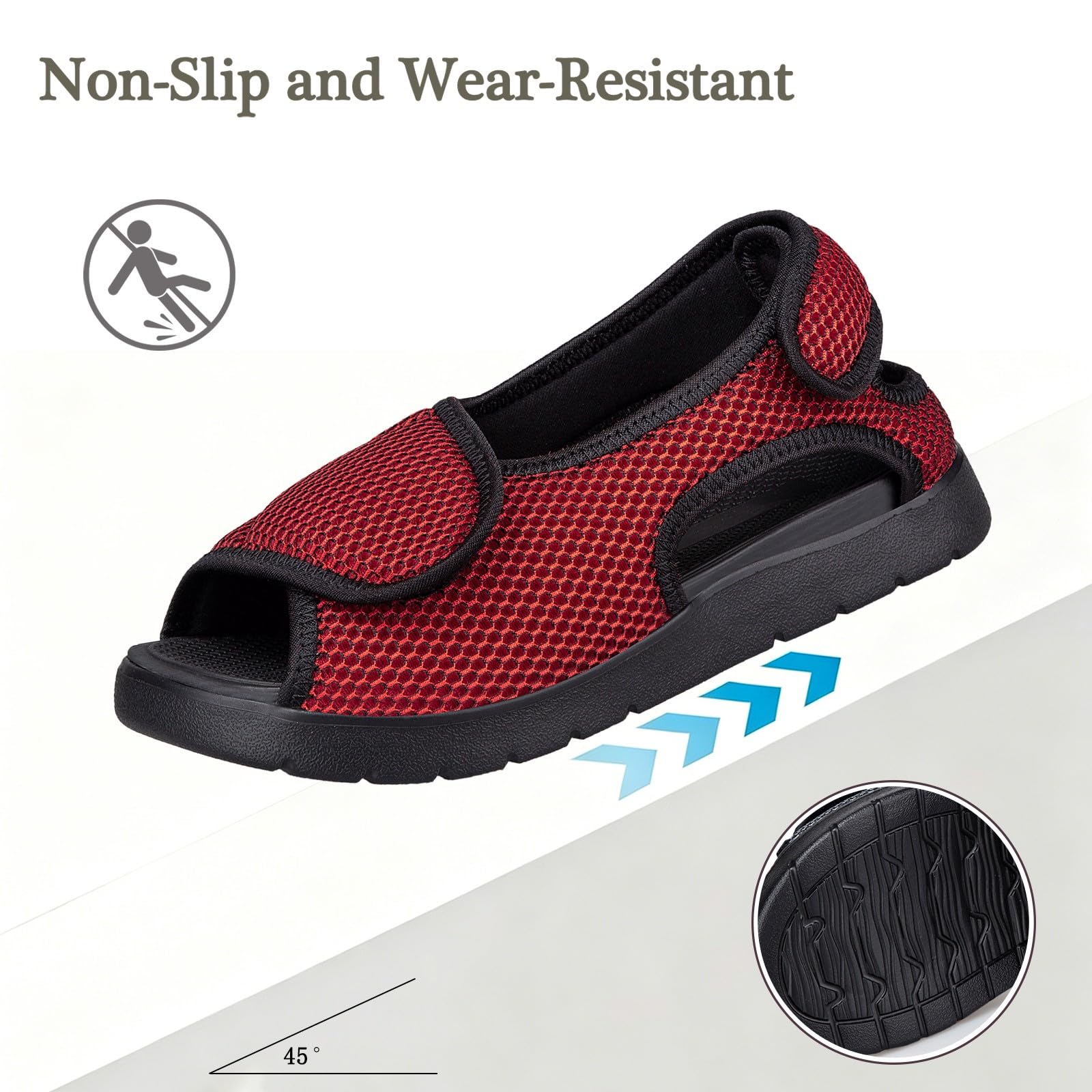 Gaatpot Sandali per Diabetici Donna Scarpe Ortopediche Uomo Larghi a Strappo Sandali Riabilitativi Regolabili Apertura per Piedi Gonfi