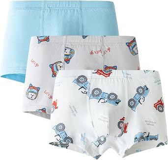 Balabala 3 Pack Cotton Boys Boxer Briefs Toddler Underwear Comfort Lightweight Breathable Stretch Flex Underwear for Boy