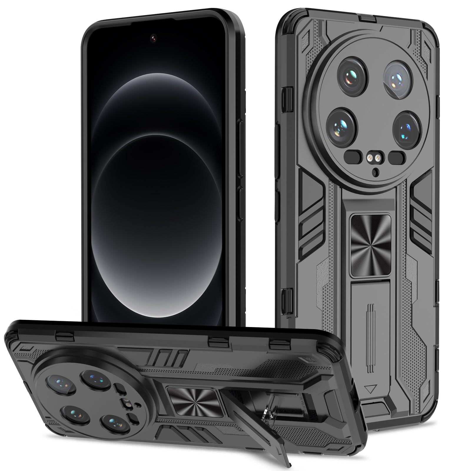 Funda para Samsung Galaxy A13 4G con Cristal Templado Protector Pantalla, Carcasa Antigolpes con Soporte anular metálico, Case Protectora de Grado Militar, Negro — view 120