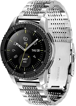 Kai Tian Compatible for Samsung Gear S3 Bands 22mm Stainless Steel Mesh Watch Band for Samsung Galaxy Watch 46mm, Gear S3 Frontier/Classic Smart Watch Strap for Men Women Silver