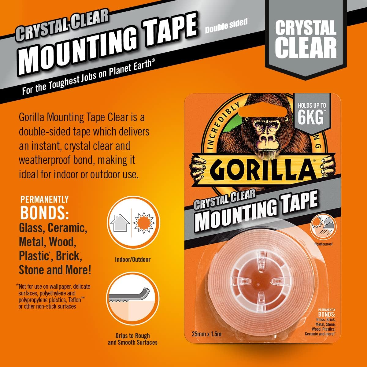 Heavy-Duty Double Sided Mounting Tape 25.4mm x 1.52m