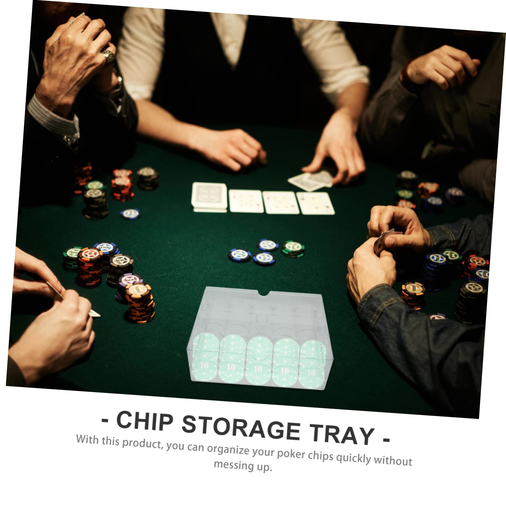KICHOUSE Boîte Transparente à Jetons Poker Acrylique Avec Couvercle Organiseur Pratique Pour Rangement De Jeu Et Antidérapant Jetons Rangement Facile Et Esthétique