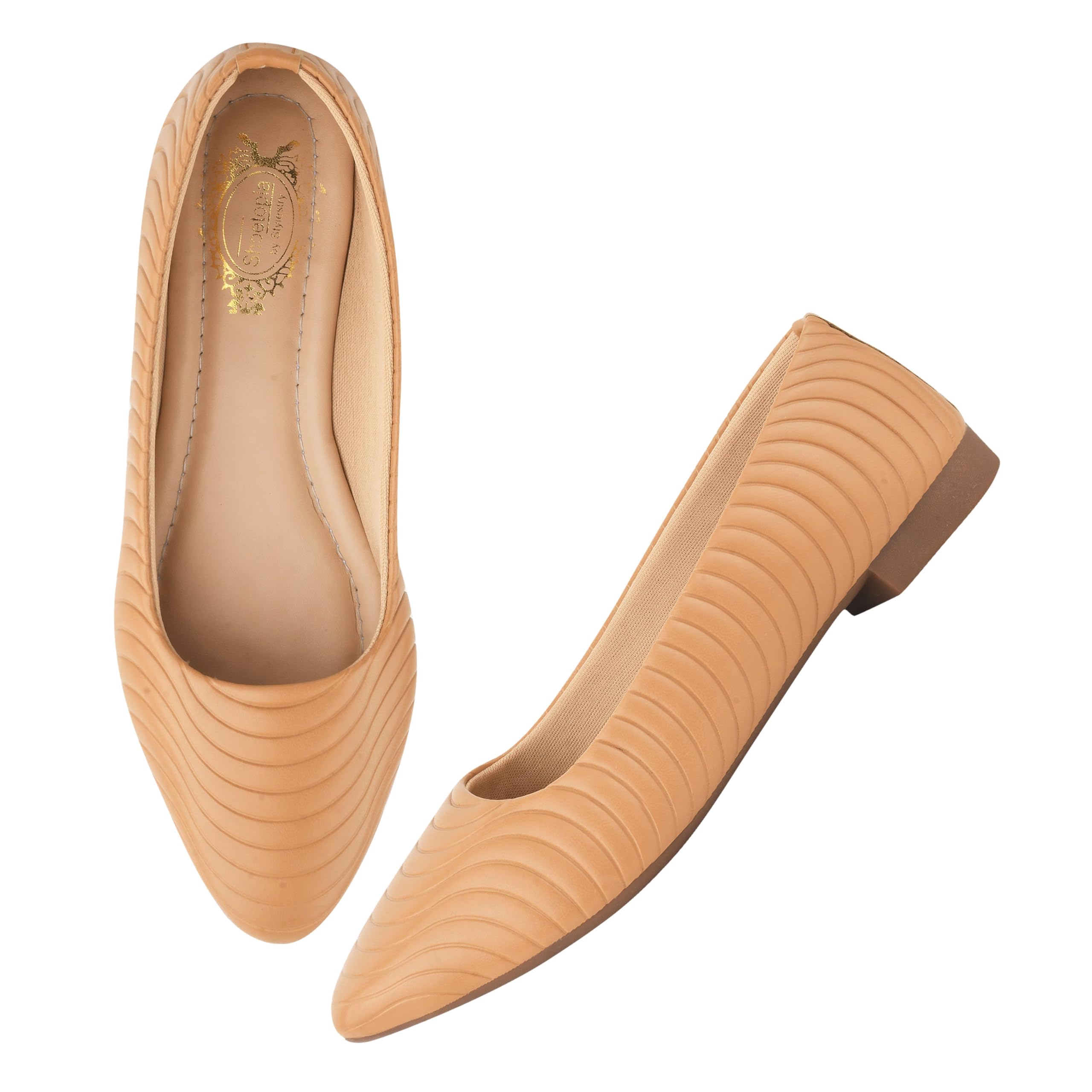 Women's Textured Bellies – Elegant Slip-On Flats with Wavy Design for Daily, Office & Casual