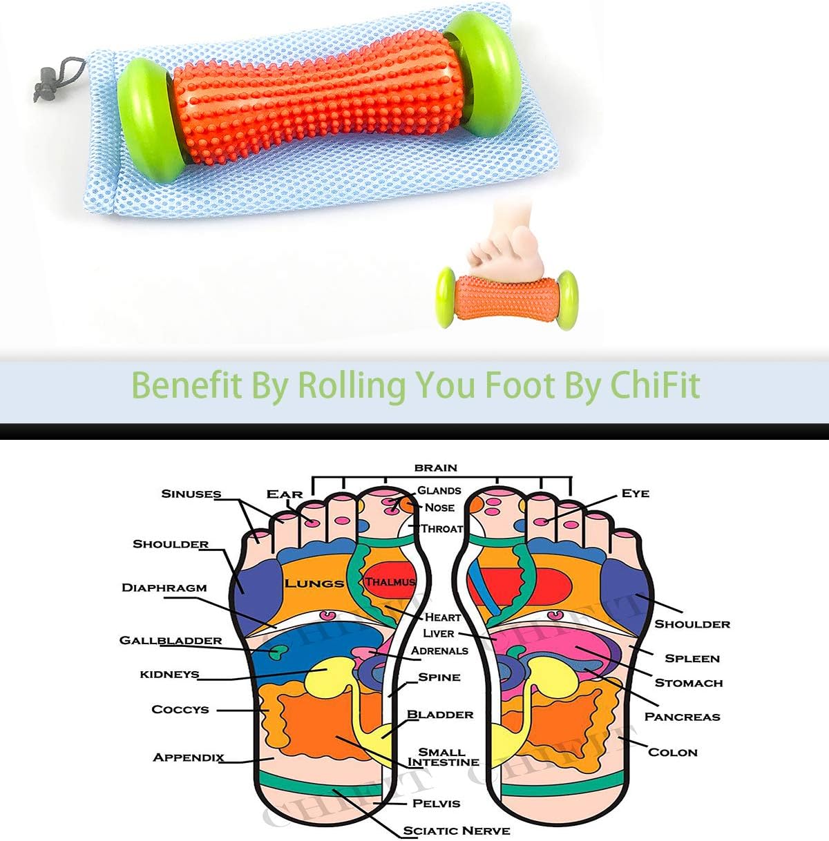 ChiFIT Reflexology Foot Massager Tool, Plantar Fasciitis Relieve Diabetic Neuropathy ,Acupressure Trigger Point Therapy , Heel Arch Arthritis : Health & Household