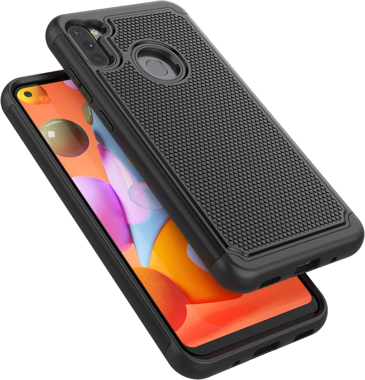Tekcoo Galaxy A11 Case, 2020 Galaxy A11 Cute Case, [Tmajor] Shock Absorbing Rubber Silicone & Plastic Scratch Resistant Bumper Grip Sturdy Hard Case Cover for Samsung Galaxy A-11 [Black]