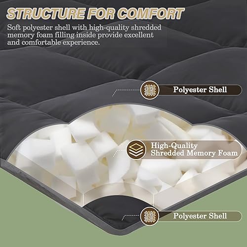 Miniatura 9 de Colchón de Suelo Japonés Plegable y Portátil Enrollable Colchón Futon de 3" Gris Tapete Tatami para Adultos y Niños, Espuma Viscoelástica Triturada