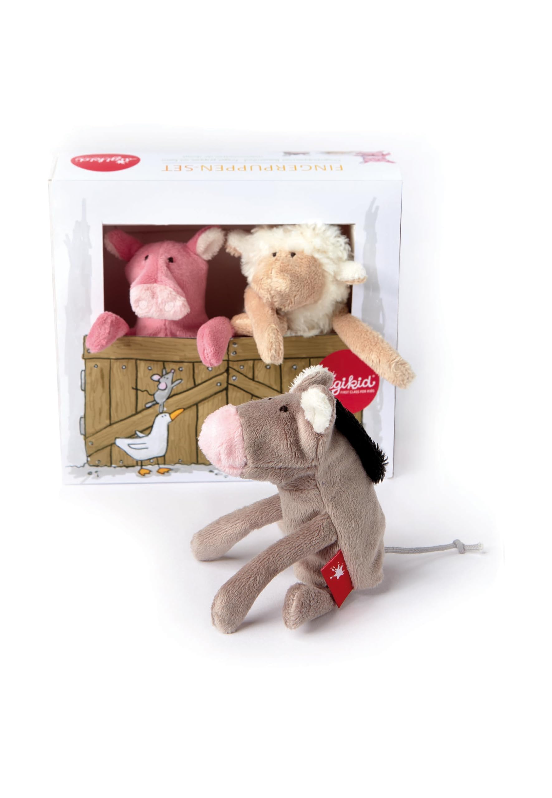 SIGIKID 41565 Fingerp-set Farm Soft PlayQ Mädchen und Jungen Babyspielzeug empfohlen ab 6 Monaten mehrfarbig, 14 cm