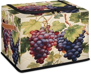 KOBLEN Grapes With Leaves Storage Basket Collapsible Rectangular Storage Bins with Zipper Lid Handle Closet Shelf Cloth Organizer Basket for Nursery Bedroom Clothes Toy
