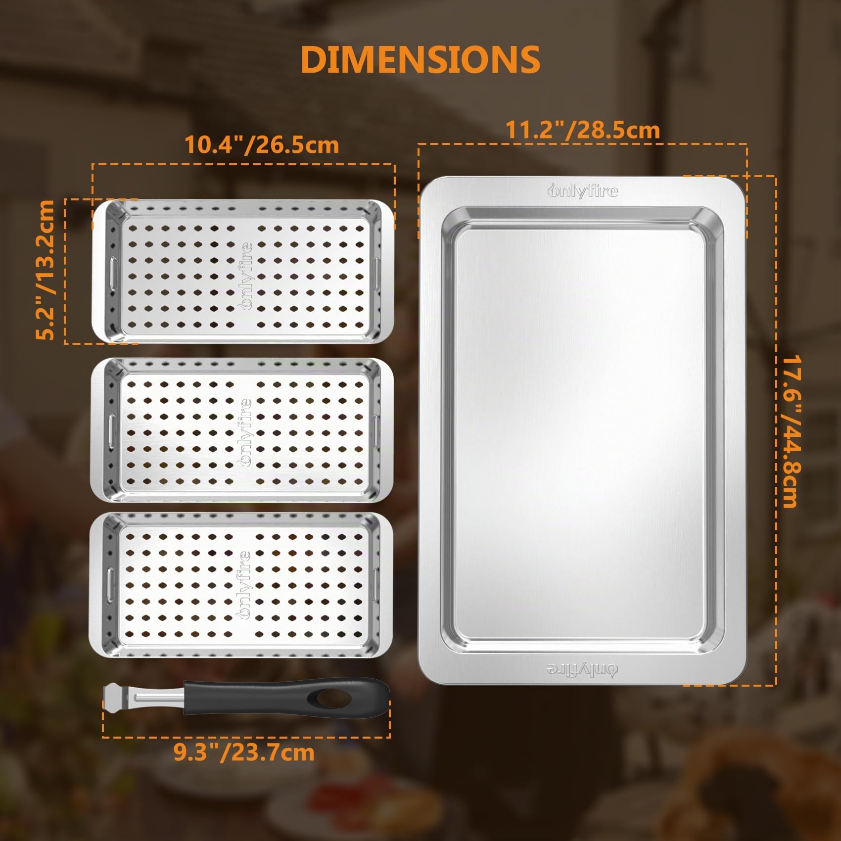 onlyfire Panier Grille pour Barbecue Set, Panier à Barbecue, Panier à Légumes, Comprend 3 Panier à Griller Trous en Acier Inoxydable, Panier Cuisson pour la Cuisson des Poissons, Légumes ou Crevettes