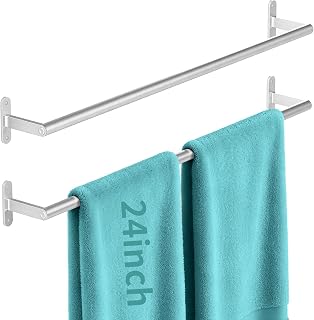 KLJKPA 2-Pack Towel Bar for Bathroom, 24 Inch Towel Rack, Brushed Nickel