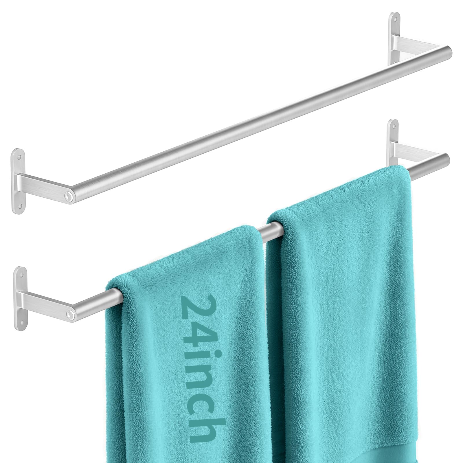 Photo 1 of 2-Pack Brushed Nickel Bathroom Towel Bar, 24-Inch Towel Racks for Bathroom Wall Mounted, Heavy Duty Towel Rod Holder Mordern Home Decor