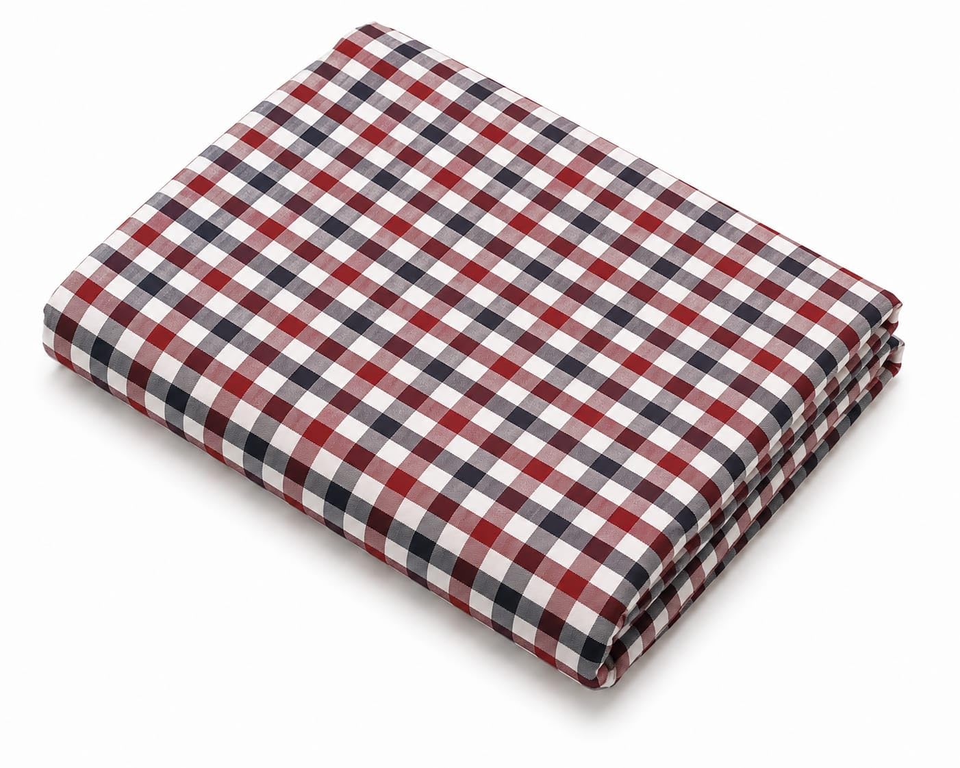Yarn Dyed Cotton Poplin Men's Shirt Fabric Red Grey White Check-image-31