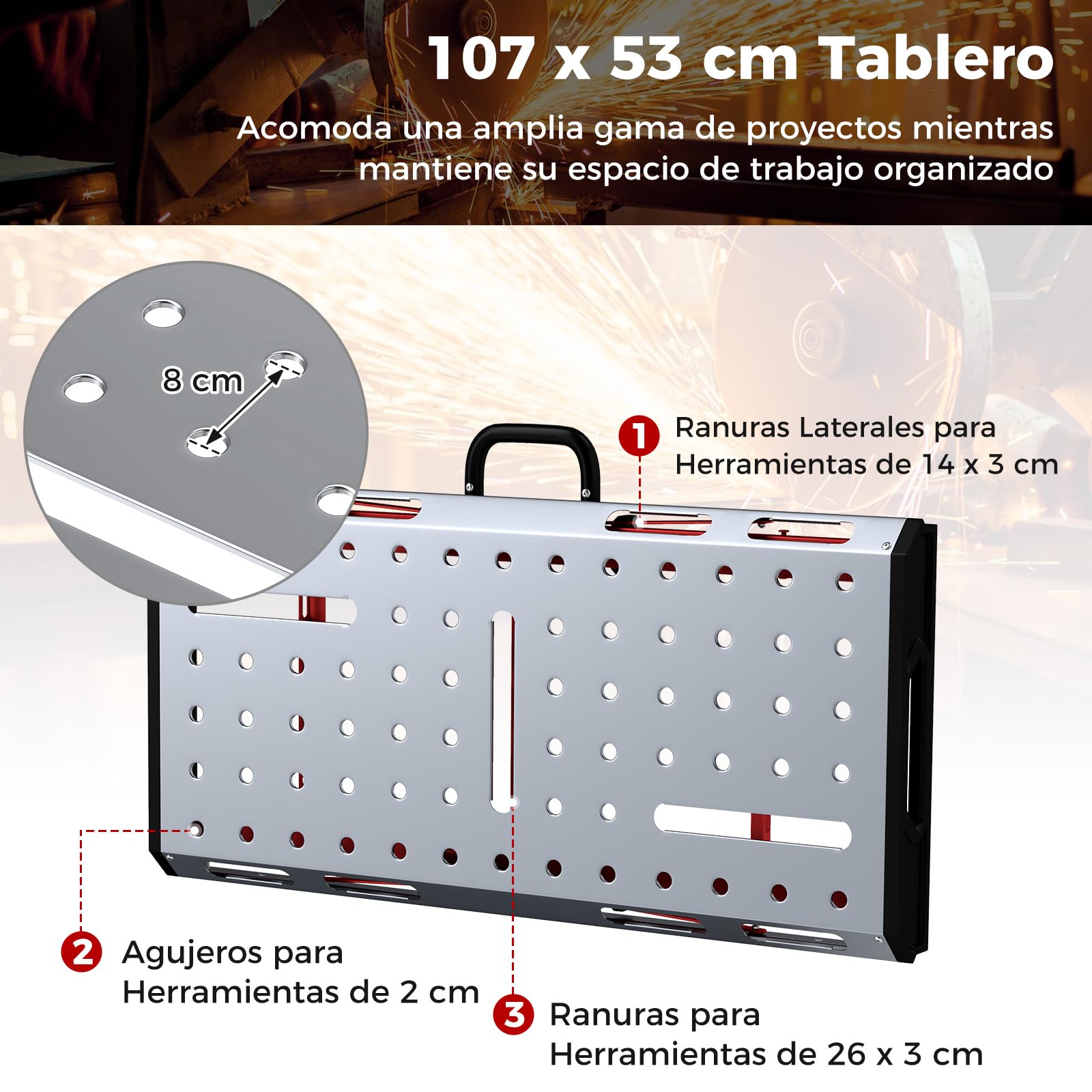 GOPLUS Banco de Trabajo Plegable con Altura Ajustable