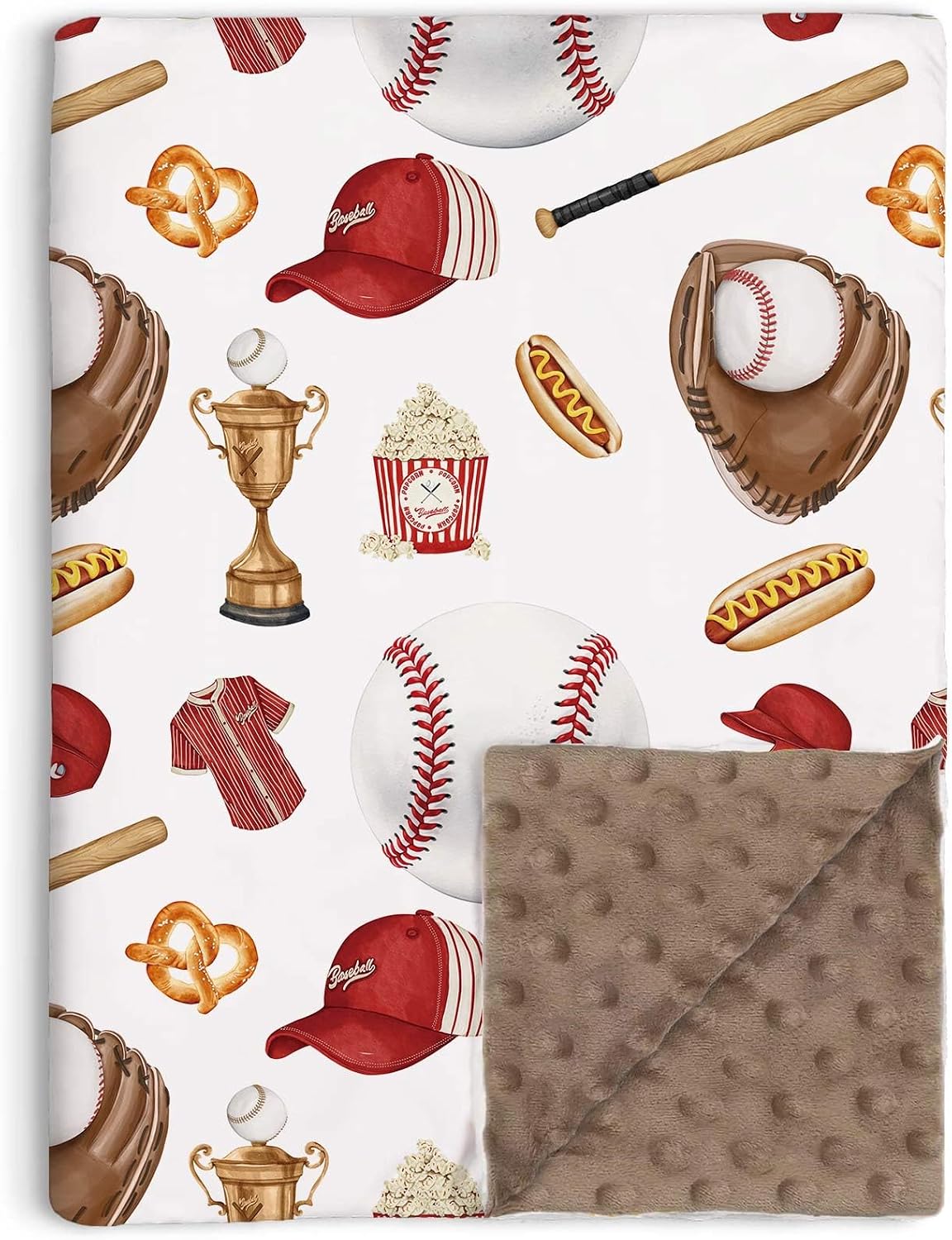 Baseball Baby Blanket for Boys, Sports Toddler Soft Minky Blanket with Double Layer Dotted Backing, Baseball Sports Nursery Newborn Baby Crib Receiving Blanket, 30"x40"