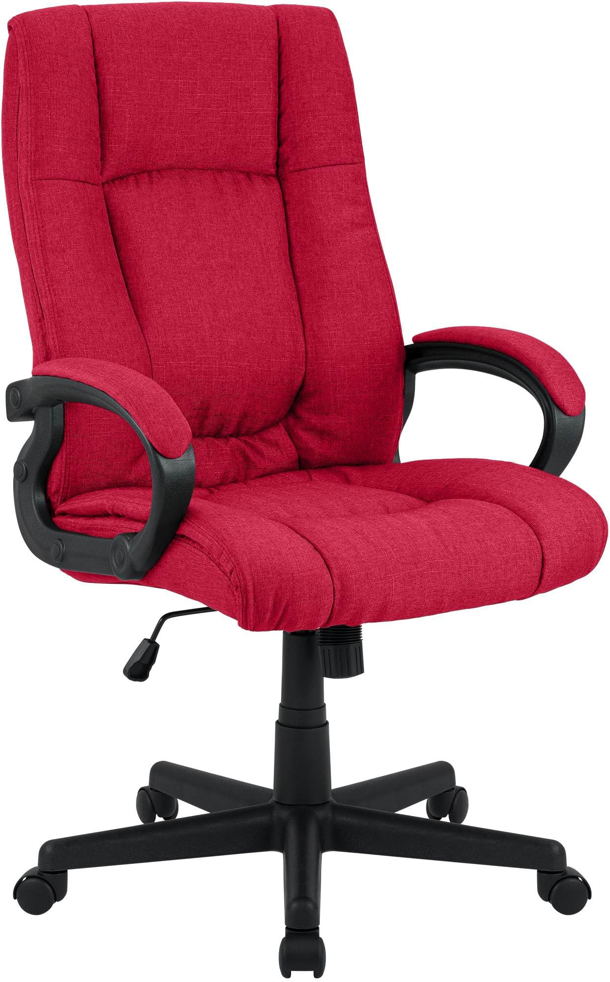 CLP Bürostuhl ergonomisch mit Rollen und Höhenverstellung, Chefsessel höhenverstellbar und Wippfunktion, rückenschonend, Drehstuhl Sparta, Farbe:rot