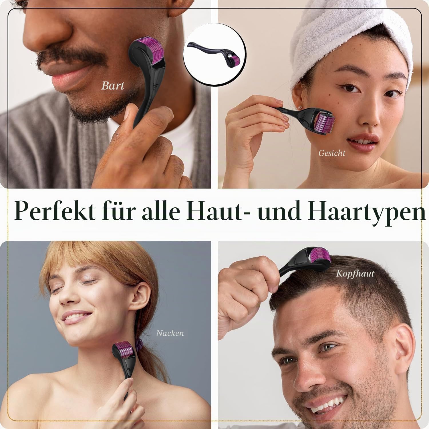 540 Titan-Mikronadel Bart roller Hautpflege für Gesicht Gesichtsfalten Haarausfall Dehnungsstreifen Haarwuchs Bartroller professionelles Microneedling Derma Needling Kit mit Etui