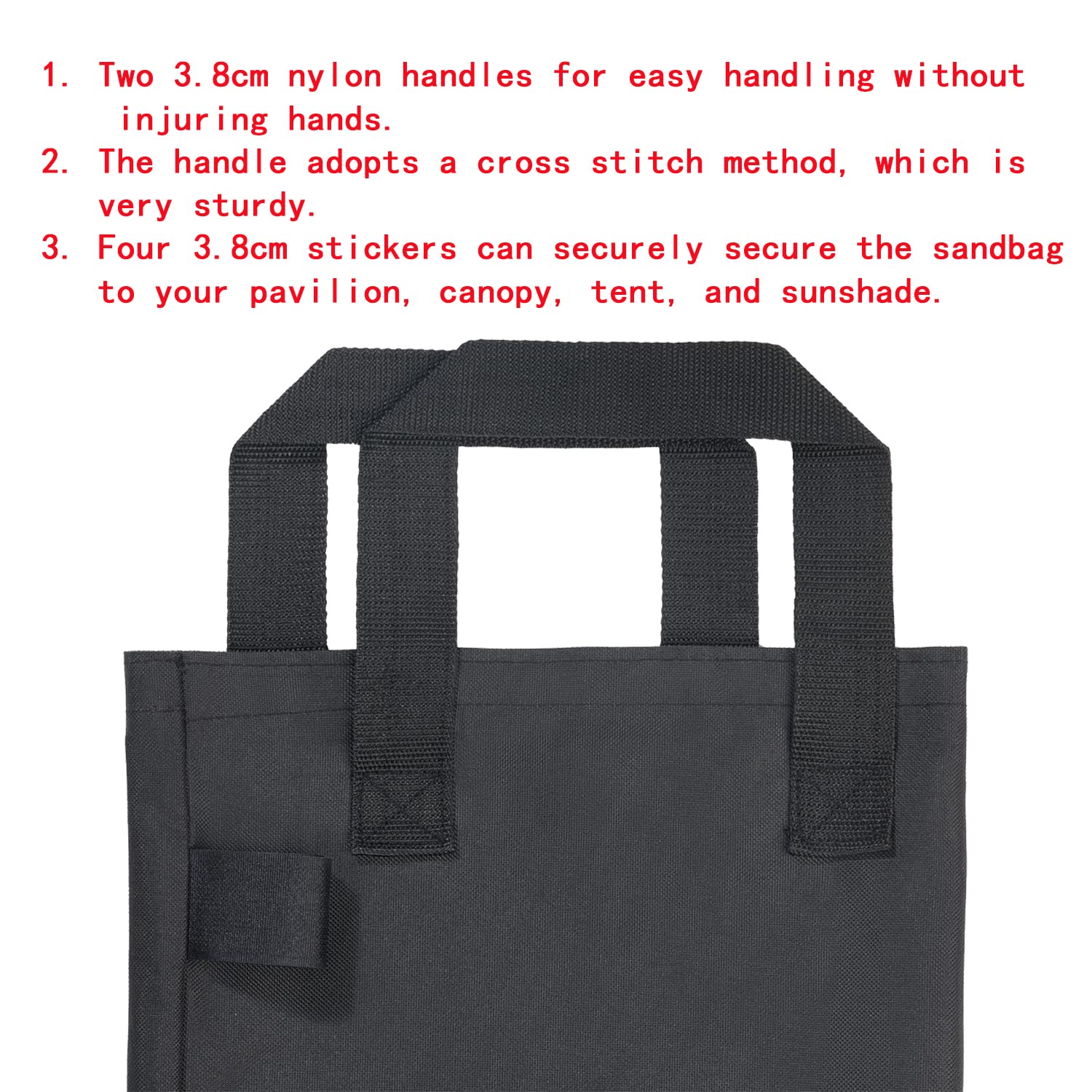 CACTIYE Canopy Weight Bags for Pop up Canopy Tent Sand Bags Leg Weights (Round-4PCS-7.6x20 INCH, Black), 4PCS-Round 7.6x20 INCH - Image 3