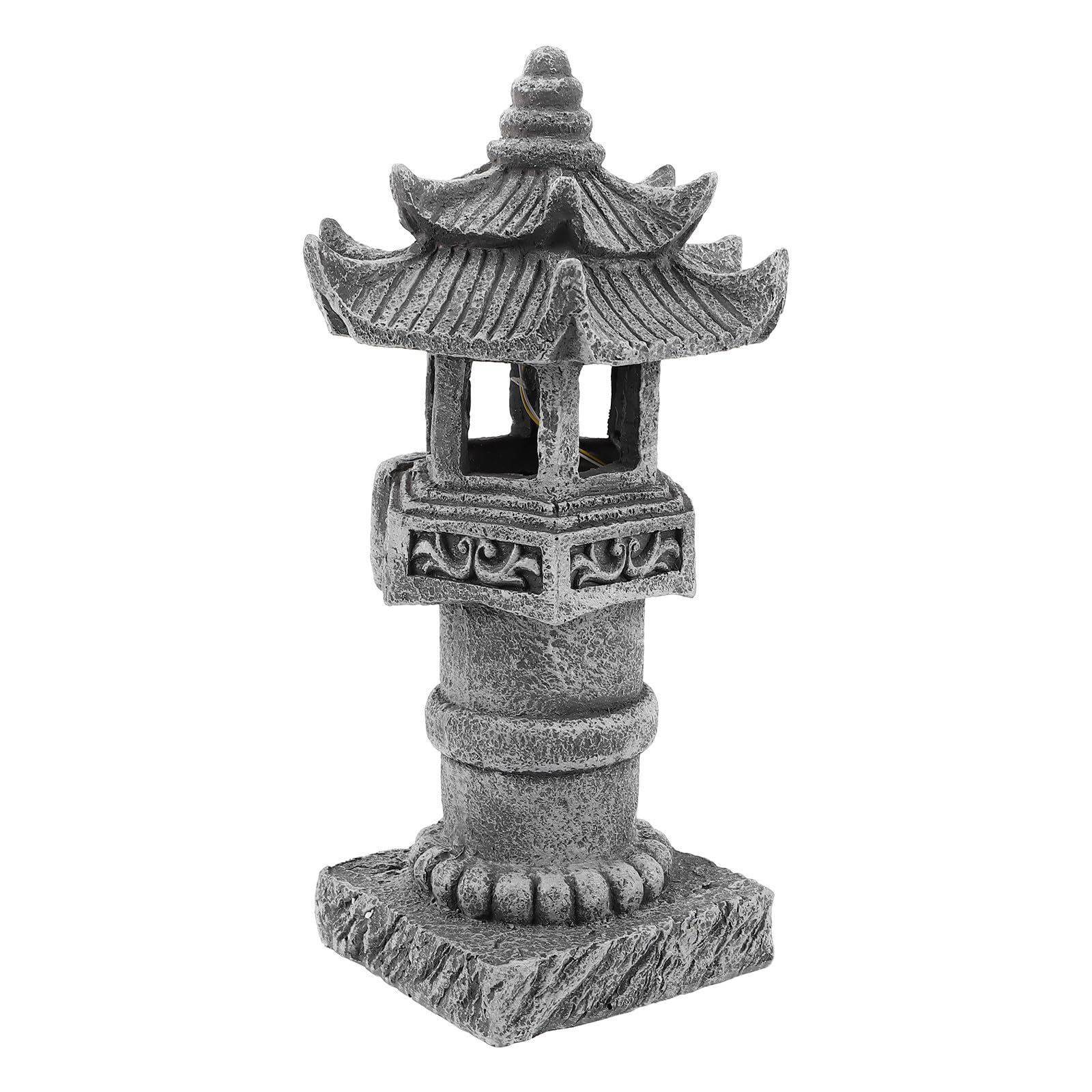 SEWACC Estatua de Jardín Asiática de Resina Diseño Elegante y Resistente Intemperie, Pagoda para Césped y Decoración de Jardín Exterior