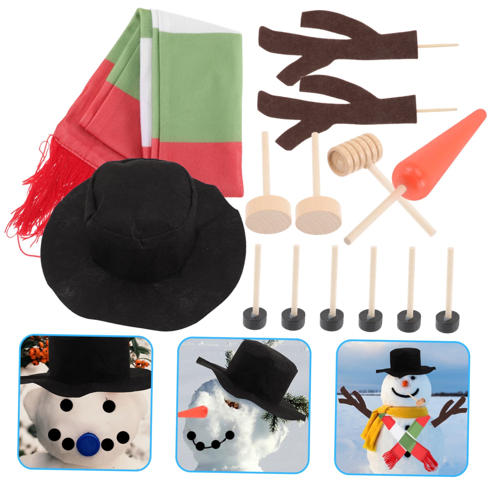 TOPBATHY 3 Sätze Schneemann DIY Zubehör Schneemann-bastelset Weihnachtsschneemann Requisiten Schneemann Macht Requisiten Schneemann Requisiten Selber Machen Schneemann-Stick-hände Hölzern