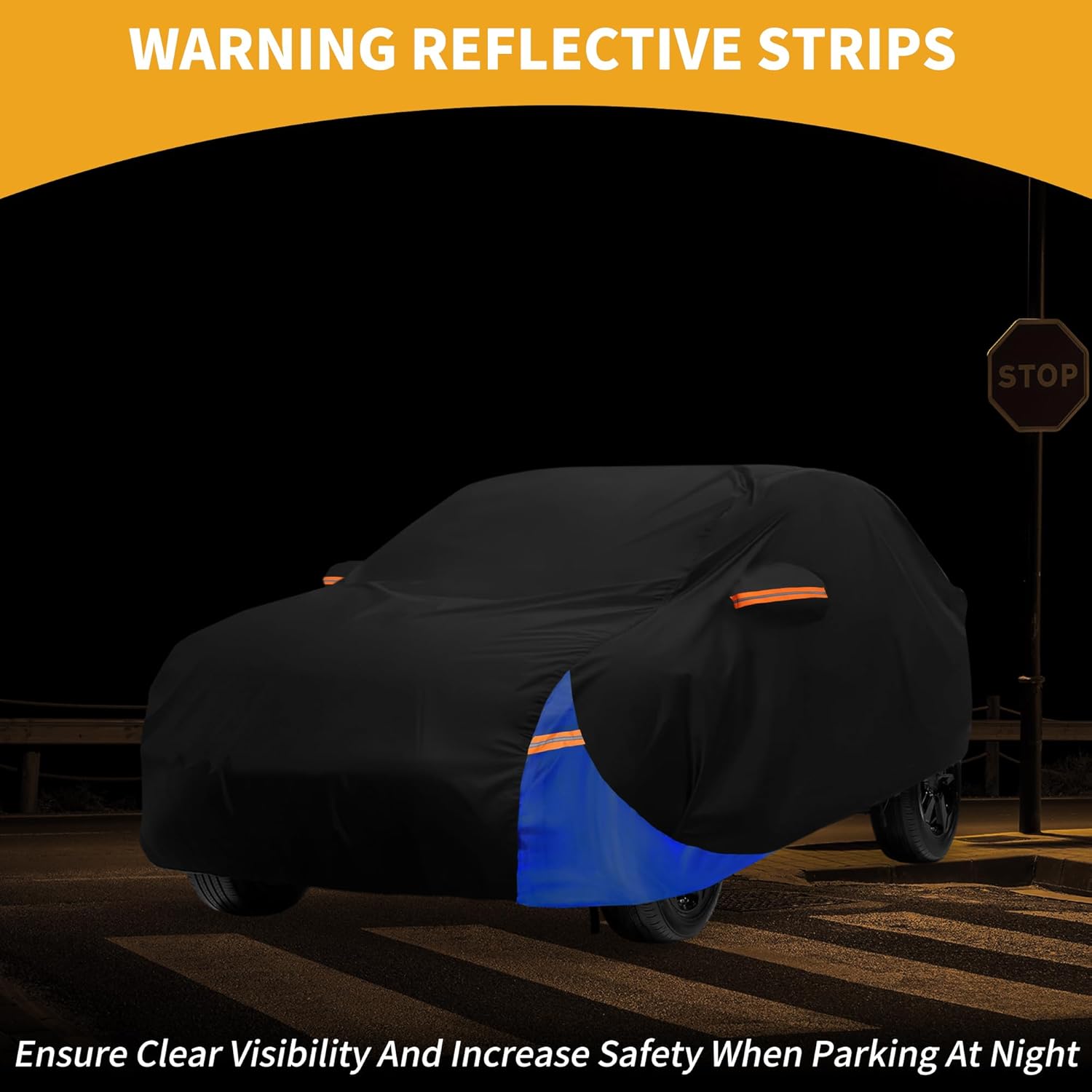 All-Weather Waterproof Car Cover - UV-Resistant Outdoor Full Exterior Protection for mg ZS 2017-2023 210D-PU Black Blue with Right Side Zipper