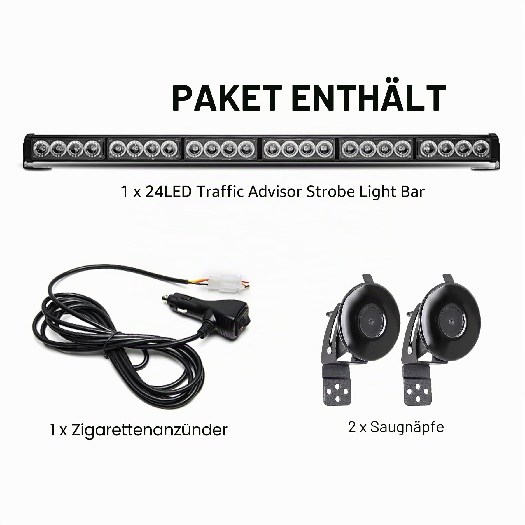 27 Zoll LED Notfall-Stroboskoplicht, 24 LEDs Warnblinker für LKW, Verkehrsführung, Sicherheits-Lichtleiste für Windschutzscheibe (Orange)