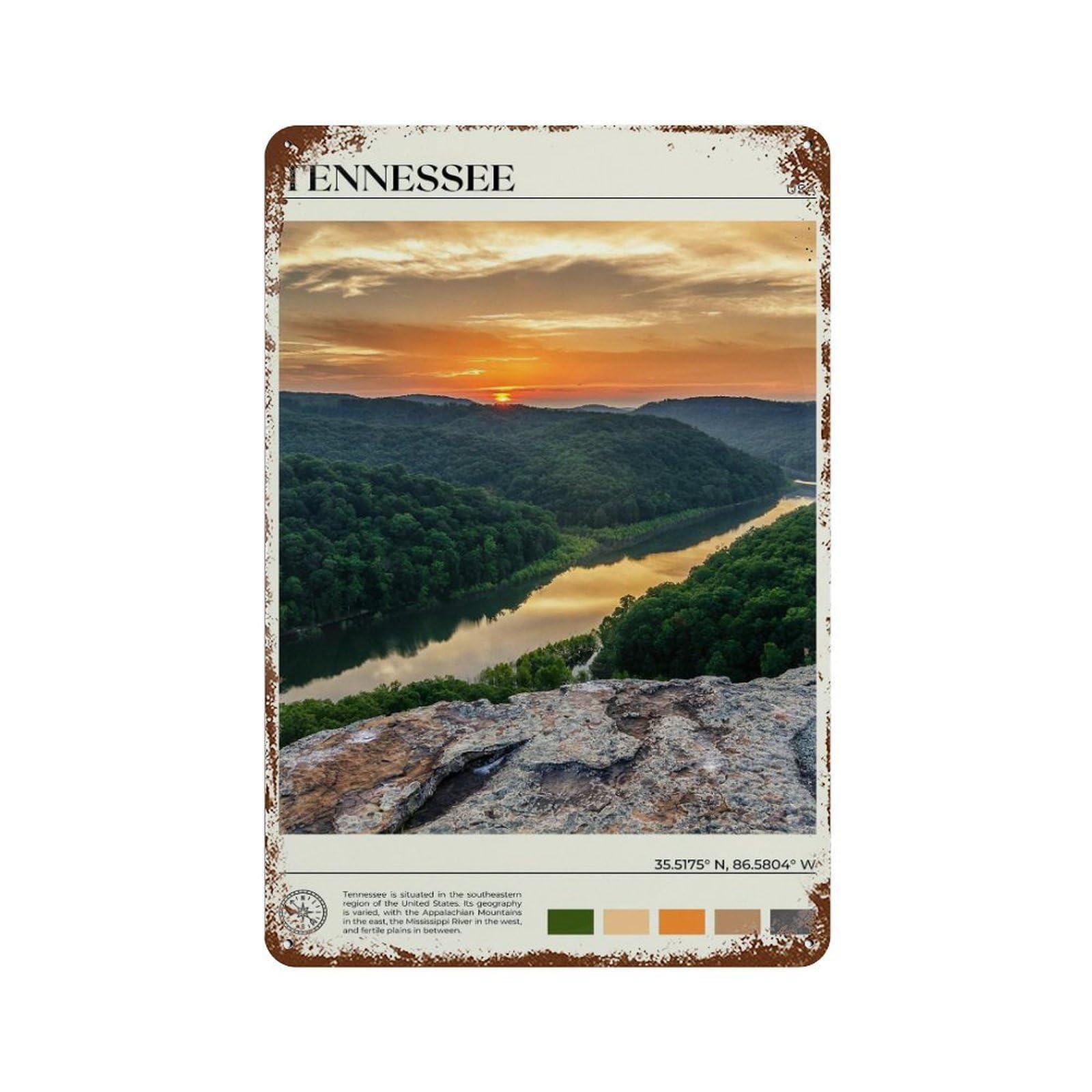 xiaoxiaoshen Real Photo Tennessee Decor USA Wall Decor Art Metal Tin Poster Modern Home Decor Art Home Bar Shop Decorations Vintage Sign 30x20cm