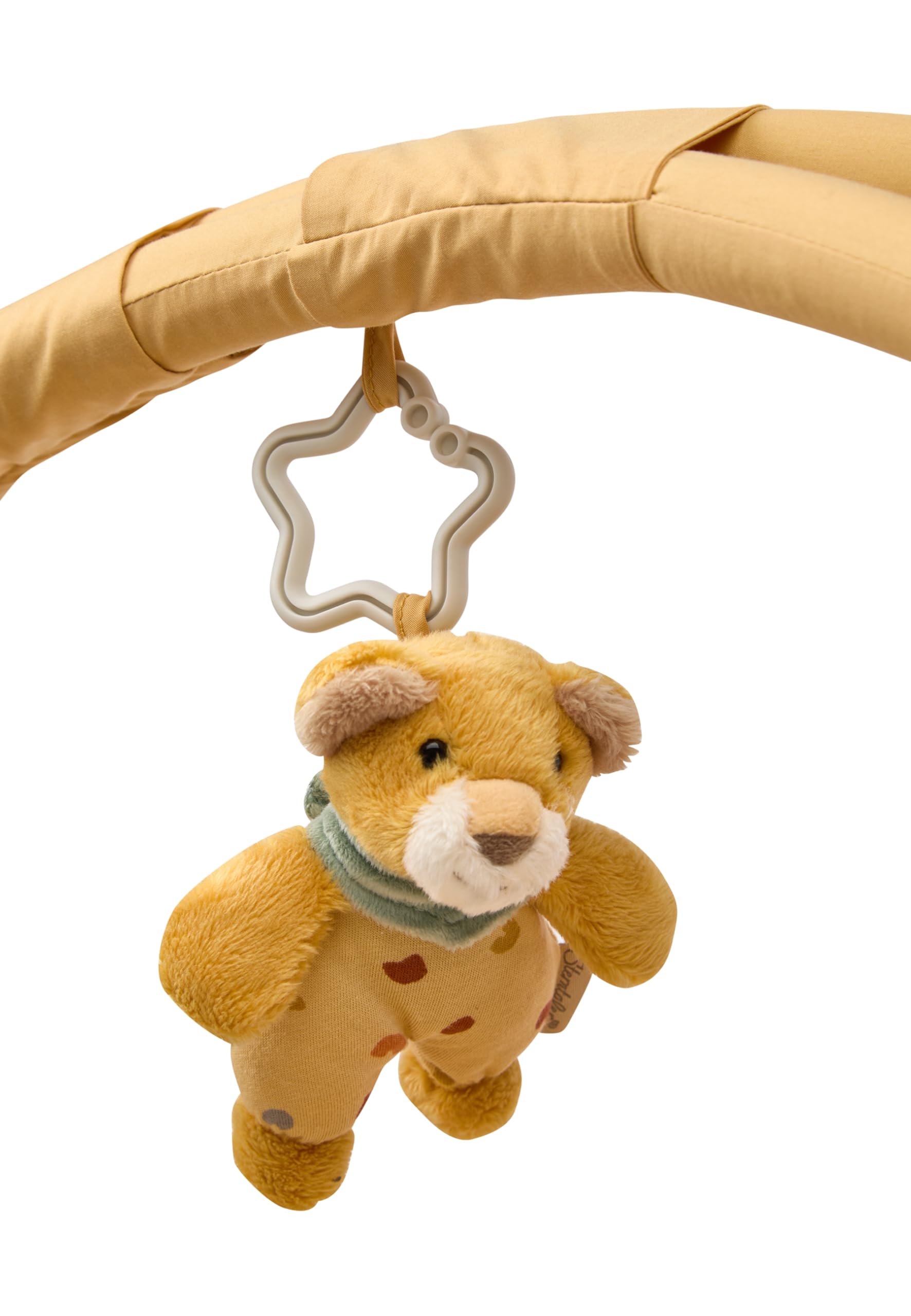 Sterntaler Spielbogen Löwe Leo – Flauschig weiche Baby-Spieldecke mit Spiegel & Rassel – Abnehmbarer Spielbogen & Spielteile für vielseitigen Spielspaß - Activity Decke, 100x80 cm mattgelb