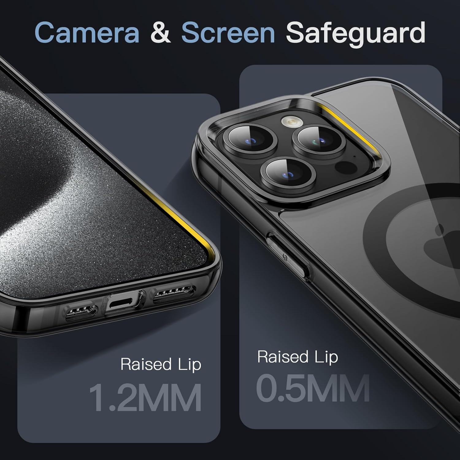 JETech Magnetic Case for iPhone 15 Pro Max 6.7-Inch Compatible with MagSafe Wireless Charging, Shockproof Phone Bumper Cover, Anti-Scratch Clear Back (Black) - Image 5