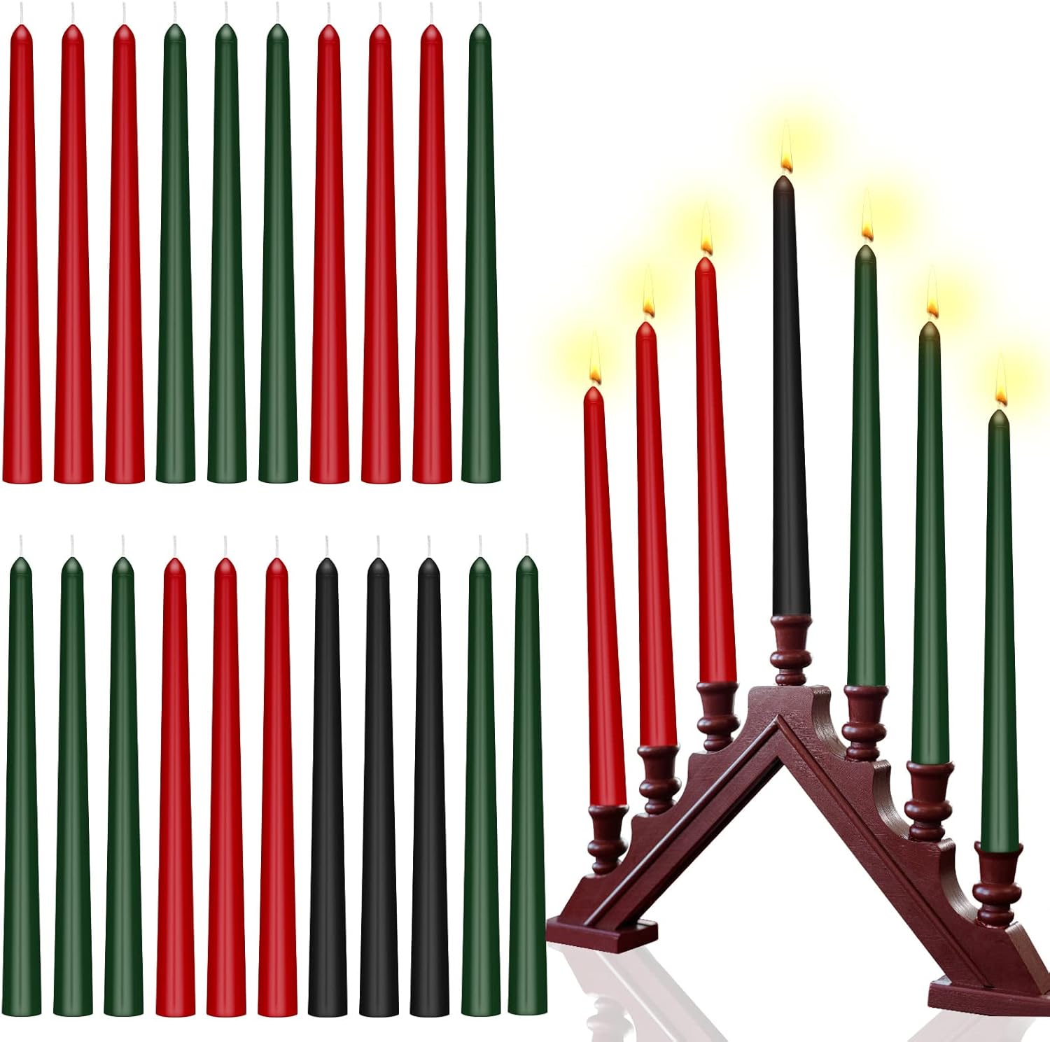 Dahaya 21 Pieces Kwanzaa Candles Set Black Dark Green Red