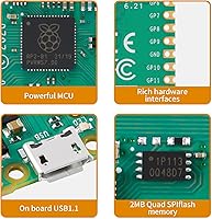 Vista 4 de Placa de desarrollo Raspberry Pi Pi Pi, Raspberry Pi RP2040 procesador ARM Cortex M0+ de doble núcleo, funciona hasta 133 MHz, soporte CC++Python, 2