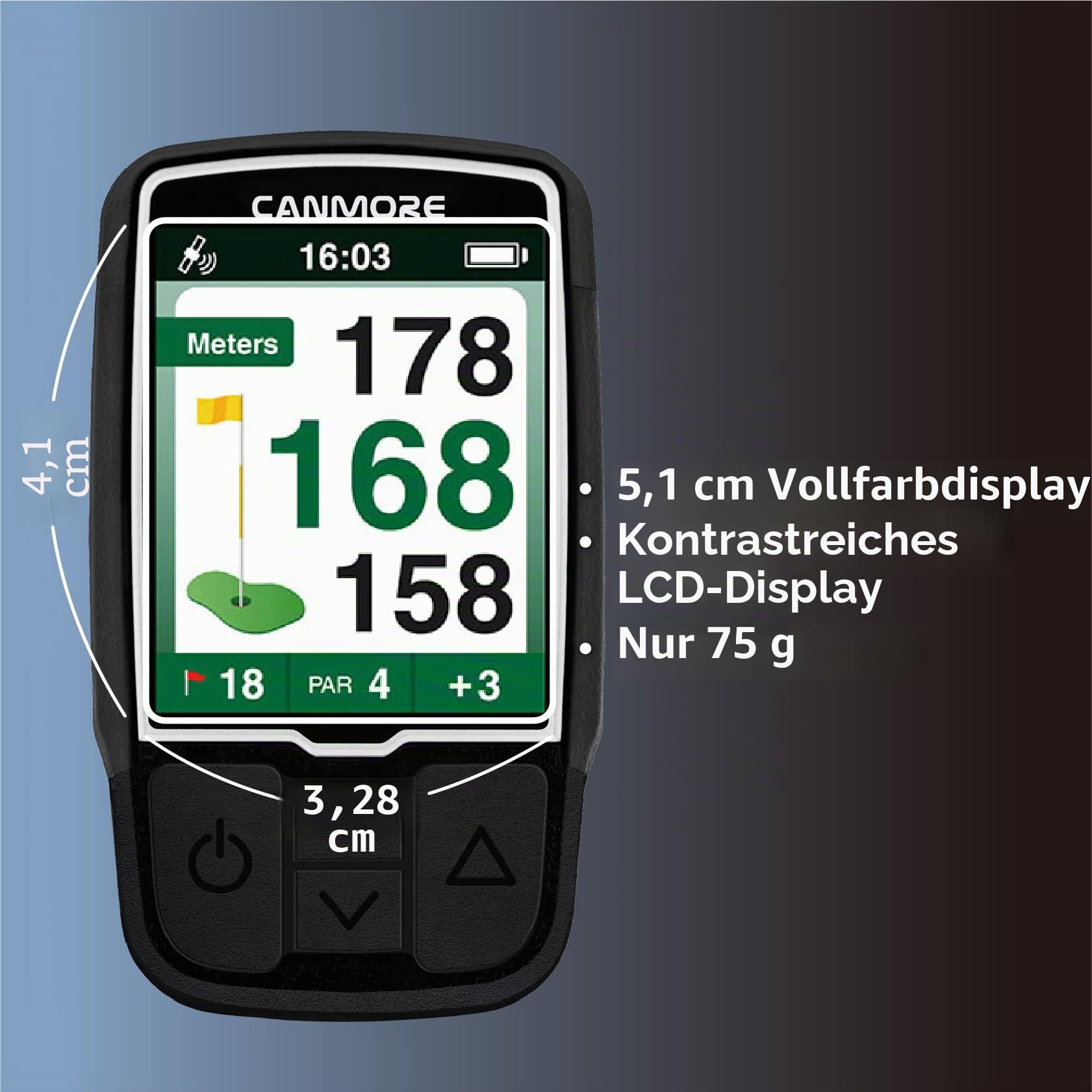 CANMORE HG200 Golf-GPS-Handgerät – Vollfarbdisplay mit über 41.000 wichtigen Golfplatzdaten und Scorekarte, kostenlose Golfplätze weltweit, Schwarz
